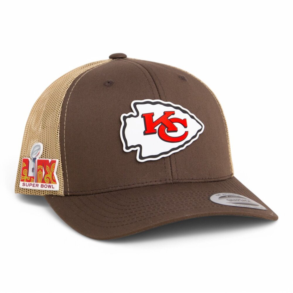 Kansas City Chiefs Super Bowl LIX 3D YP Snapback Trucker Hat- Brown/ Khaki